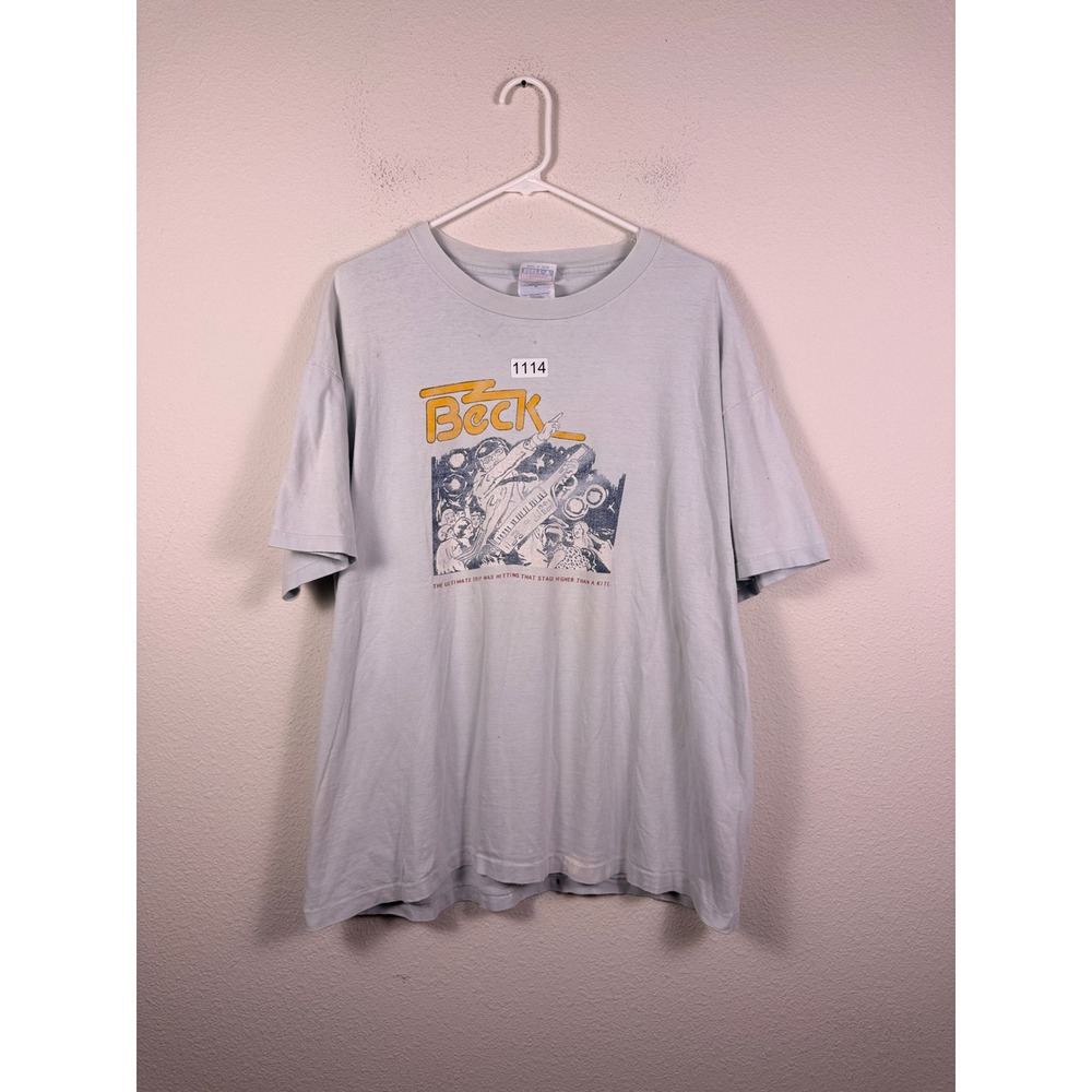 Vintage Beck Graphic T-Shirt Hanes Beefy-T Light Blue XL 90s Band Tee USA Made